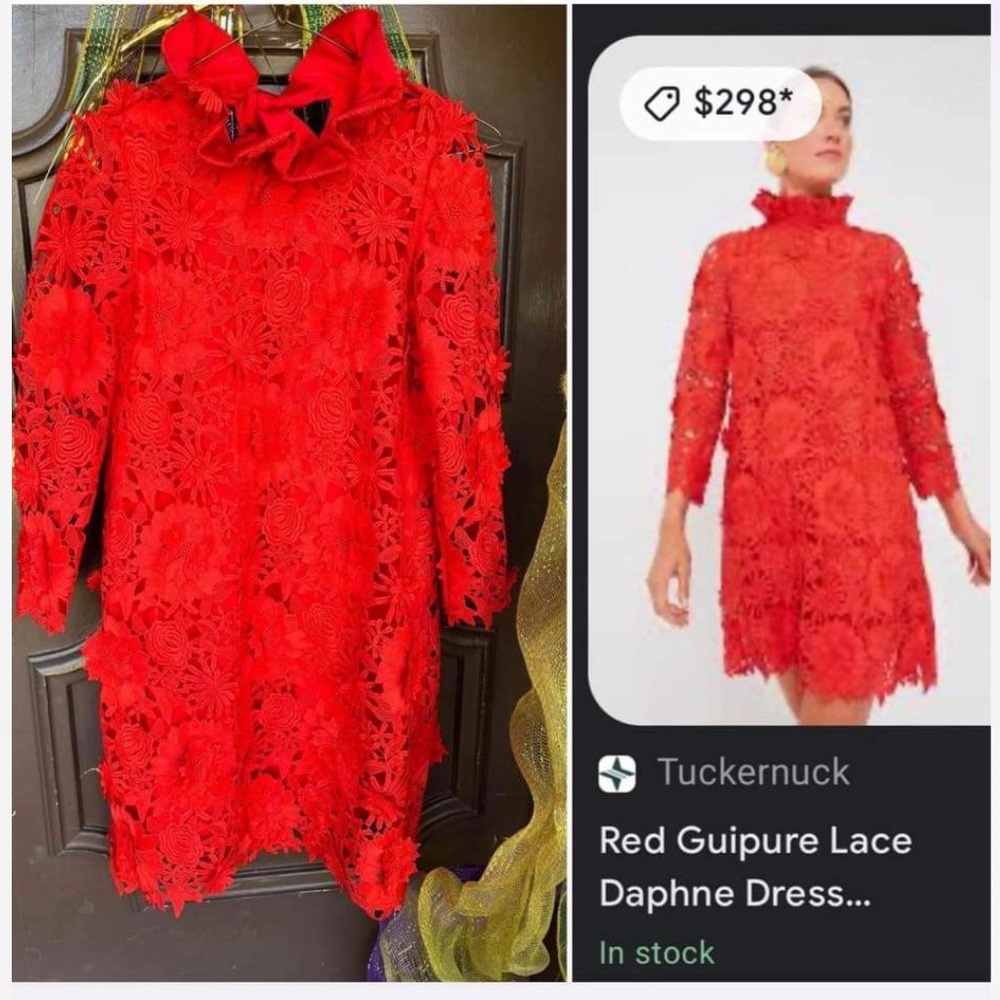 Tuckernuck Red Guipure Lace Daphne Dress Size Xs